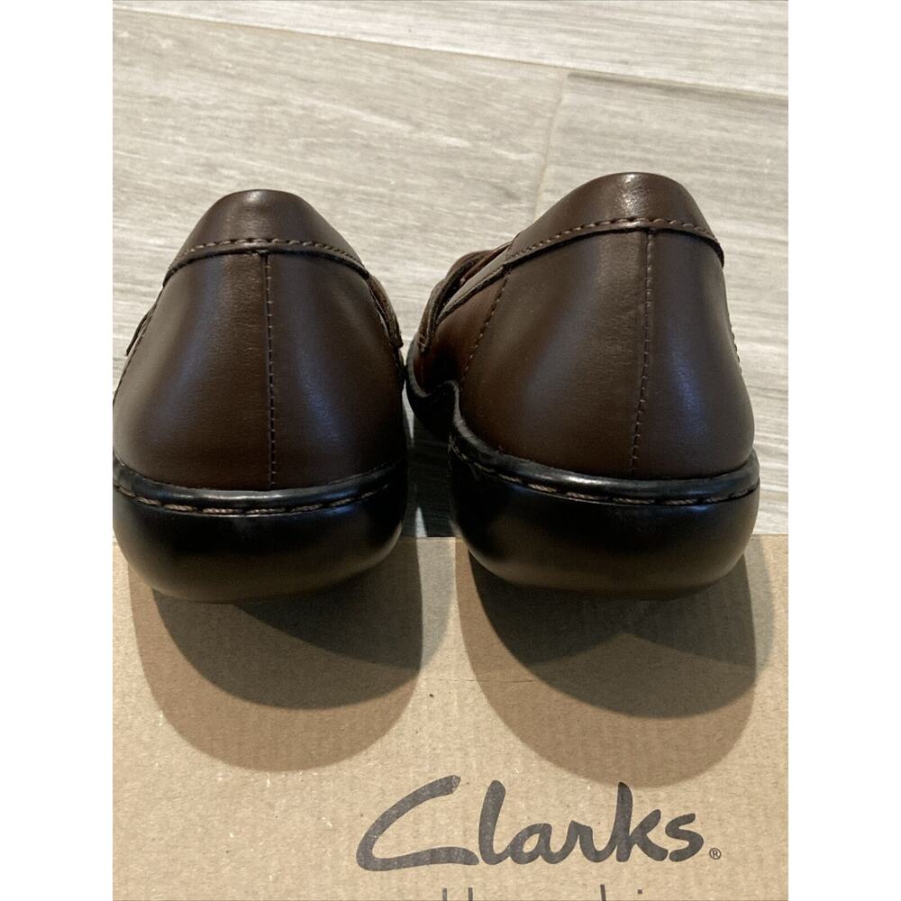 Clarks Ashland Bubble Loafers Brown Leather Slip On Tassel Women Size 8 N - Picture 5 of 12